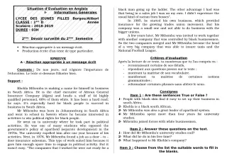 Première page de Anglais 1ère A2, 1ère D — 2e devoir surveillé, 2e semestre (2018-2019) · LJF-B/A