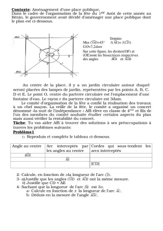 Première page de Devoir surveillé de MATHS GENE — 4e — CPEG SAINT Justin (2023)