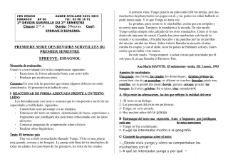 Première page de Espagnol 2nde A, 2nde A2 — 1er devoir surveillé, 1er semestre (2021-2022) · CEG ZONGO
