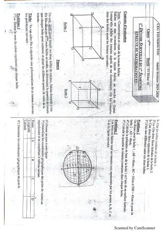 Première page de Devoir surveillé de MATHS GENE — 6e — CEG TOUMBOUTOU (2018)
