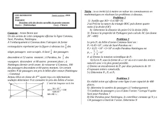 Première page de Mathématiques 4e, 4e ML — 2e devoir surveillé, 1er semestre (2018-2019) · CEG Banikanni