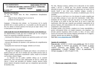 Première page de Espagnol 4e ML, 3e ML — 2e devoir surveillé, 1er semestre (2019-2020) · CEG BADEKPAROU