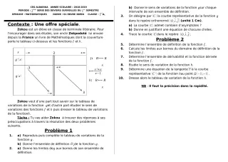 Première page de Mathématiques Tle A1 — 2e devoir surveillé, 1er semestre (2018-2019) · CEG Albarika