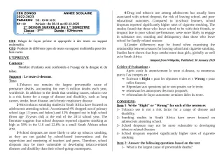 Première page de Anglais 6e, 5e, 4e, 4e ML, 3e, 3e ML — 1er devoir surveillé, 1er semestre (2022-2023) · CEG ZONGO
