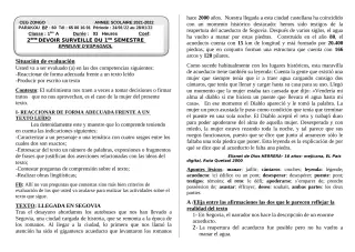 Première page de Espagnol 1ère A1, 1ère A2 — Devoir surveillé (2021-2022) · CEG ZONGO