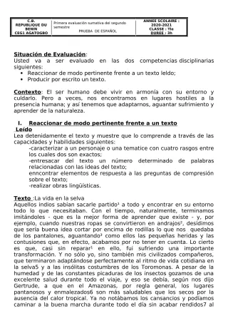 Première page de Espagnol Tle A2, Tle B — 2020-2021 · CEG 1 Agatogbo