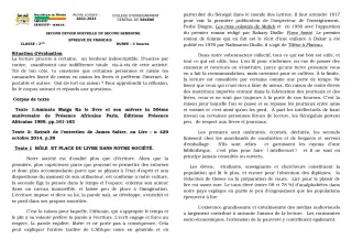 Première page de Français 2nde A2, 2nde D — 2e devoir surveillé, 2e semestre (2022-2023) · CEG SEKERE