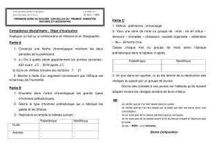 Première page de Histoire-Géographie 6e — 1er devoir surveillé, 1er semestre (2018-2019) · CEG Banikanni