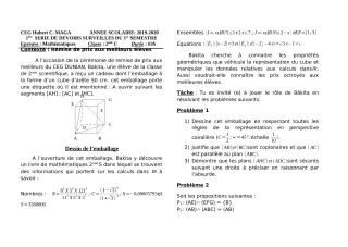 Première page de Mathématiques 2nde C, 2nde D — 1er devoir surveillé, 1er semestre (2019-2020) · CEG Hubert C. MAGA