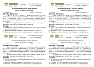 Première page de Français 6e — 2e devoir surveillé, 2e semestre (2021-2022) · CEG SEKERE