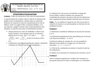 Première page de Mathématiques 2nde D — 2e devoir surveillé, 1er semestre (2017-2018) · CEG1 Covè