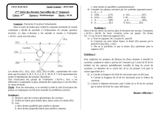 Première page de Mathématiques 6e — 2e devoir surveillé, 1er semestre (2019-2020) · CEG1 Kalalé