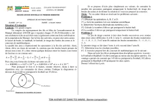 Première page de Mathématiques 2nde A2 — 2e devoir surveillé, 1er semestre (2021-2022) · CEG SEKERE