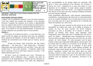 Première page de Français 1ère A & B, Tle D — 1re évaluation sommative, 1er semestre (2019-2020) · CEG GBESSOU