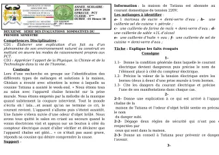 Première page de PCT 5e — 2e évaluation sommative, 1er semestre (2019-2020) · CEG GBESSOU