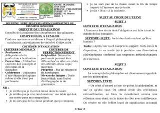 Première page de Philosophie 2nde D — 2e évaluation sommative, 2e semestre (2019-2020) · CEG GBESSOU