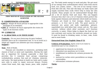 Première page de Devoir surveillé de ANGLAIS — 3e, 3e ML — CEG GBESSOU (2019)