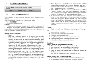 Première page de Anglais 2nde A2, 2nde D — 1er devoir surveillé, 2e semestre (2020-2021) · CEG SEKERE