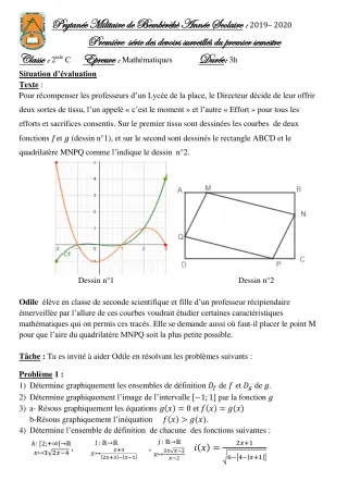 Première page de Mathématiques 2nde C — 1er devoir surveillé, 1er semestre (2019-2020) · PMB