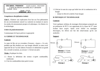 Première page de PCT 6e — Devoir surveillé, 1er semestre (2019-2020) · CEG BAKA