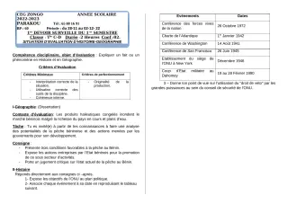 Première page de Histoire-Géographie 2nde A2, 2nde B, 2nde C, 2nde D, 1ère A1, 1ère A2, 1ère B, 1ère C, 1ère D, Tle A1, Tle A2, Tle B, Tle C, Tle D — 1er devoir surveillé, 1er semestre (2022-2023) · CEG ZONGO