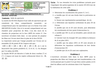 Première page de Mathématiques Tle D — 2e évaluation sommative, 1er semestre (2019-2020) · CEG GBESSOU