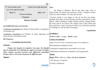 Première page de Anglais 5e — 1er devoir surveillé, 2e semestre (2018-2019) · Ceg OUESSE