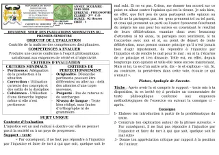 Première page de Philosophie 2nde D — 2e évaluation sommative, 1er semestre (2019-2020) · CEG GBESSOU