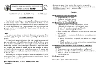 Première page de Français 6e — 1er devoir surveillé, 1er semestre (2018-2019) · CEG1 Covè