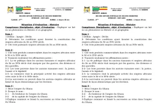 Première page de Histoire-Géographie 5e — 2e devoir surveillé, 2e semestre (2022-2023) · CEG SEKERE
