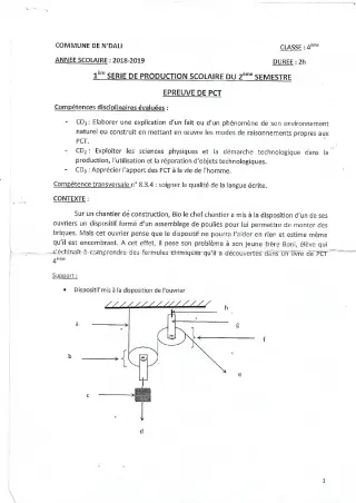 Première page de PCT 4e, 3e — 1re production scolaire, 2e semestre (2018-2019) · CEG Gbegourou