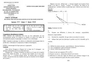 Première page de PCT 5e — 2e devoir surveillé, 2e semestre (2019-2020) · CEG 2 Azovè