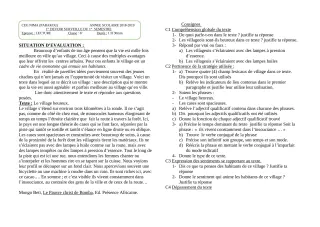 Première page de Français 6e — 1er devoir surveillé, 1er semestre (2018-2019) · CEG NIMA