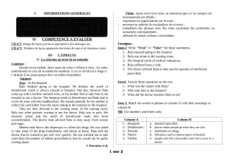 Première page de Anglais 4e, 4e ML — 1er devoir surveillé, 1er semestre (2018-2019) · ceg ouenou