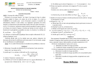 Première page de Mathématiques 1ère D — 2e devoir surveillé, 2e semestre (2020-2021) · CEG SEKERE