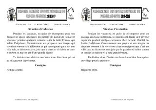 Première page de Français 5e — 1er devoir surveillé, 1er semestre (2018-2019) · CEG1 Covè