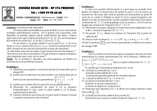 Première page de Mathématiques Tle D — Composition (2020-2021) · CPEG Roger LAFIA