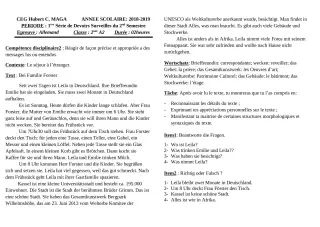 Première page de Allemand 2nde A2 — 1er devoir surveillé, 2e semestre (2018-2019) · CEG Hubert C. MAGA