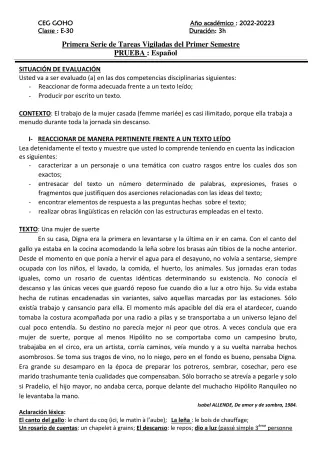 Première page de Espagnol 2nde A2 — 2022-2023 · CEG GOHO
