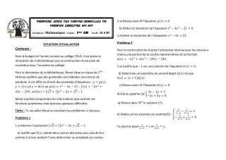 Première page de Mathématiques 1ère A1, 1ère A2 — 1er devoir surveillé, 1er semestre (2017-2018) · CEG1 Covè