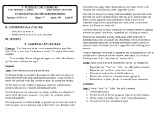 Première page de Anglais 3e, 3e ML — 2e devoir surveillé, 1er semestre (2019-2020) · CEG Hubert C. MAGA
