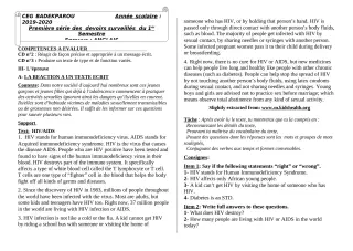Première page de Anglais 3e, 3e ML — 1er devoir surveillé, 1er semestre (2019-2020) · CEG BADEKPAROU