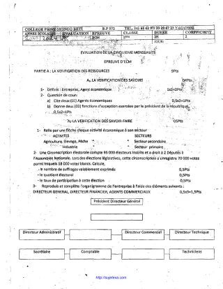 Première page de Devoir ecm 3ème sequence 5 CP mongo beti 2023-2024
