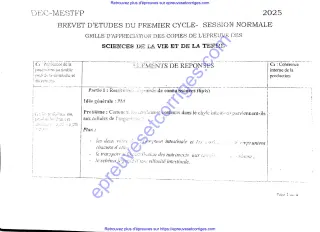 Première page de Corrigé Officiel – Épreuve de SVT – BEPC 2025 – Bénin