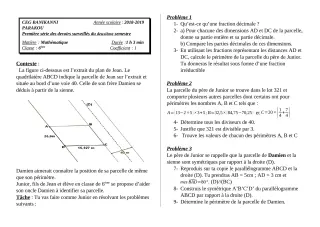 Première page de Mathématiques 6e — 1er devoir surveillé, 2e semestre (2018-2019) · CEG Banikanni