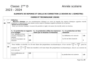 Première page de PCT 2nde D — 2e devoir surveillé, 1er semestre (2023-2024) · CEG SEKERE