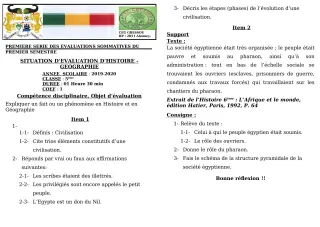 Première page de Histoire-Géographie 5e — 1re évaluation sommative, 1er semestre (2019-2020) · CEG GBESSOU