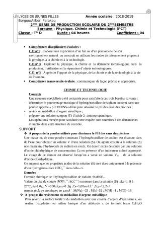 Première page de PCT Tle C — 2e production scolaire (2018-2019) · LJF-B/A