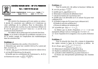 Première page de Mathématiques 1ère D — Composition (2020-2021) · CPEG Roger LAFIA