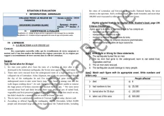 Première page de Examen Blanc de ANGLAIS — 3e — CPEG La Releve (2019)
